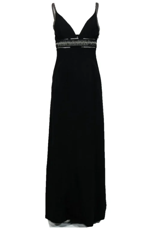 Balenciaga - Black Sleeveless Gown w/ Silver Embroidery Sz M