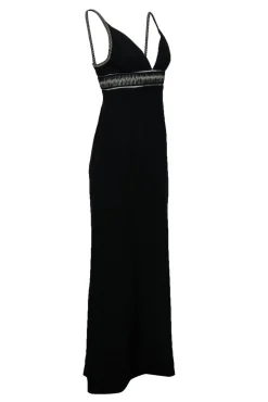 Balenciaga - Black Sleeveless Gown w/ Silver Embroidery Sz M