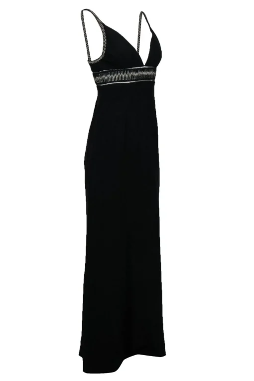Balenciaga - Black Sleeveless Gown w/ Silver Embroidery Sz M