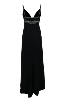 Balenciaga - Black Sleeveless Gown w/ Silver Embroidery Sz M