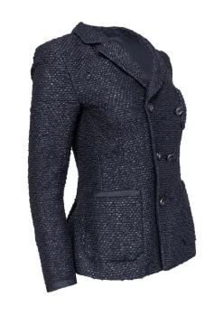 Balenciaga - Black Tweed Double Breasted Blazer Sz 6
