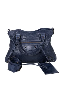 Balenciaga - Navy Leather City Crossbody Bag
