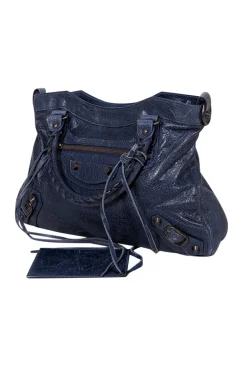 Balenciaga - Navy Leather City Crossbody Bag