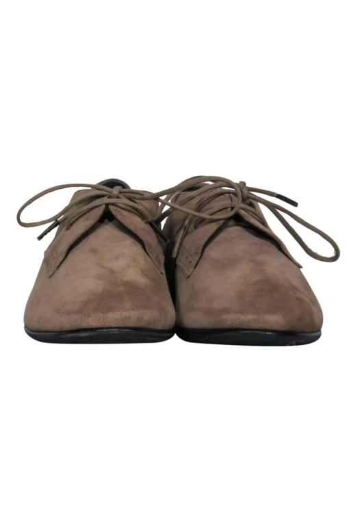 Balenciaga - Tan Suede Lace-Up Oxford Loafers Sz 9.5