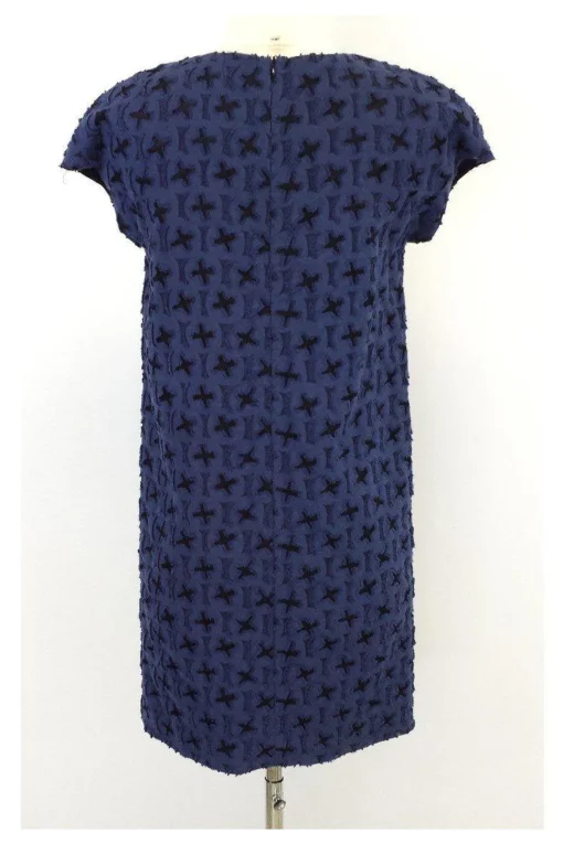 Bally - Blue & Black Textured Cotton Blend Dress Sz 4