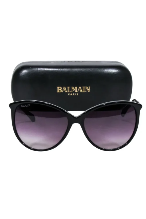 Balmain - Black Circular Sunglasses w/ Gunmetal Leg Detail