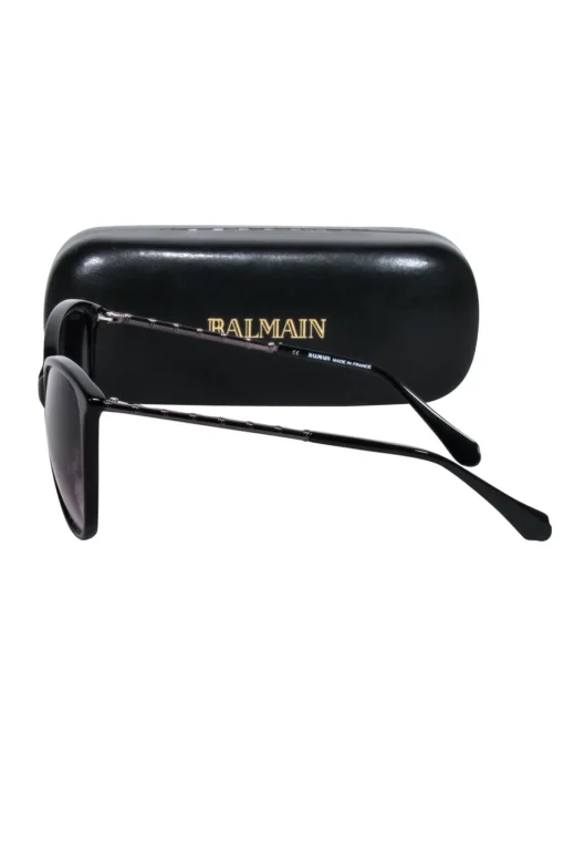 Balmain - Black Circular Sunglasses w/ Gunmetal Leg Detail