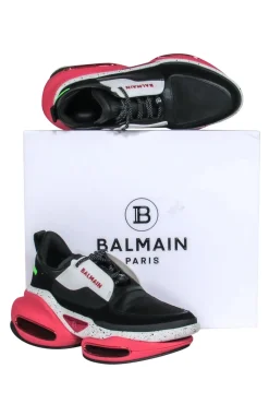 Balmain - Black, White & Pink Chunky "B-Bold" Sneakers Sz 10