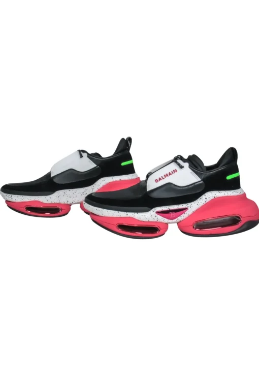 Balmain - Black, White & Pink Chunky "B-Bold" Sneakers Sz 10