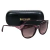 Balmain - Dark Magenta Tortoise Rounded Sunglasses