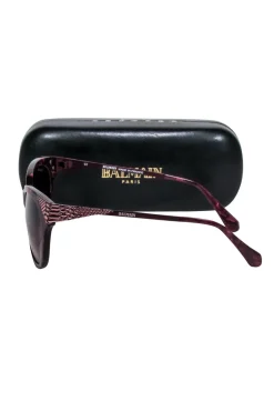 Balmain - Dark Magenta Tortoise Rounded Sunglasses