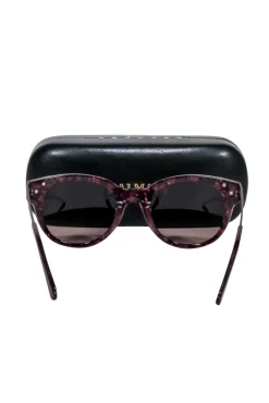 Balmain - Dark Magenta Tortoise Rounded Sunglasses