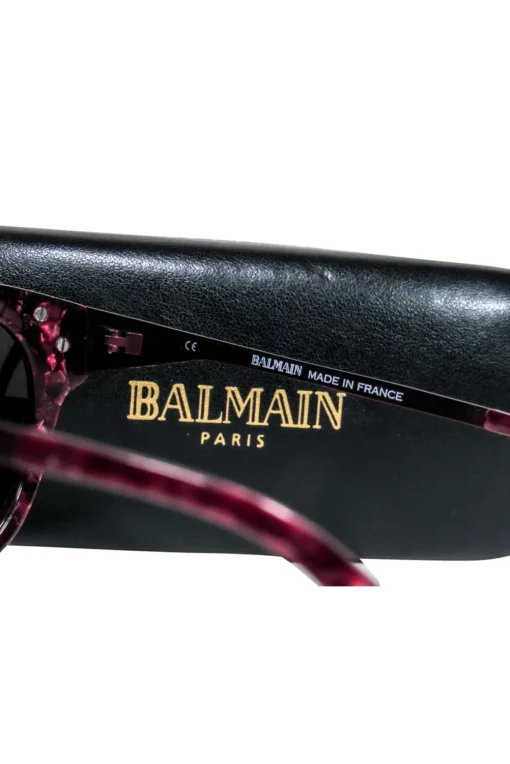 Balmain - Dark Magenta Tortoise Rounded Sunglasses