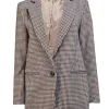 Ba&sh - Beige w/ Multicolor Houndstooth Pattern Wool Blend Blazer Sz 6