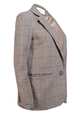Ba&sh - Beige w/ Multicolor Houndstooth Pattern Wool Blend Blazer Sz 6
