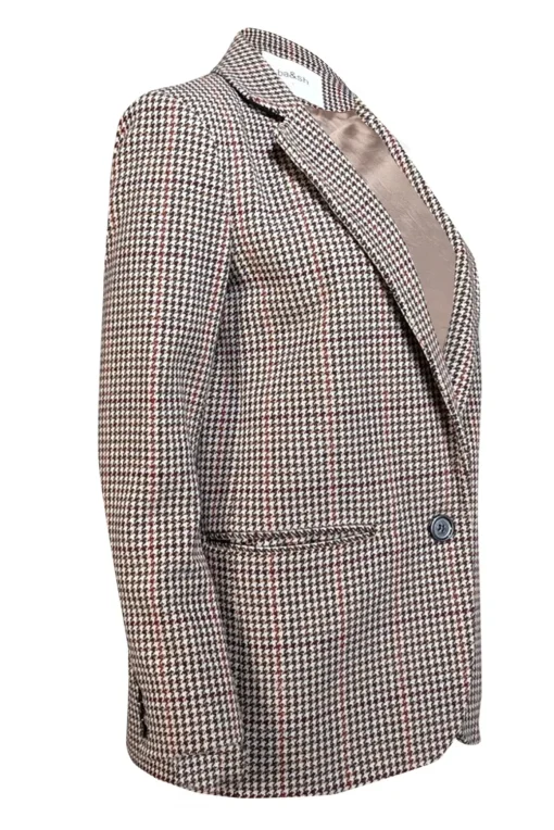 Ba&sh - Beige w/ Multicolor Houndstooth Pattern Wool Blend Blazer Sz 6