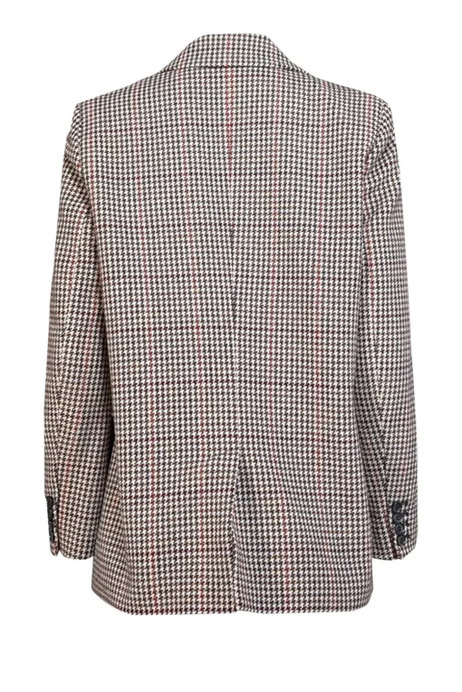 Ba&sh - Beige w/ Multicolor Houndstooth Pattern Wool Blend Blazer Sz 6