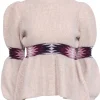 Ba&sh - Beige Wool Blend Mock Neck Peplum Sweater w/ Geometric Print Sz S