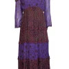 Ba&sh - Purple & Black Multi Print Maxi Dress Sz 10