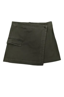 Bassike - Green Cotton Twill Wrap Mini Skirt Sz 6