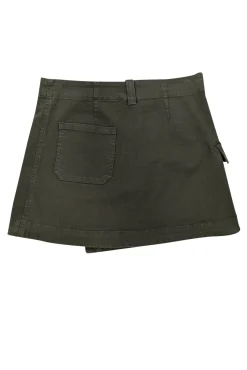 Bassike - Green Cotton Twill Wrap Mini Skirt Sz 6