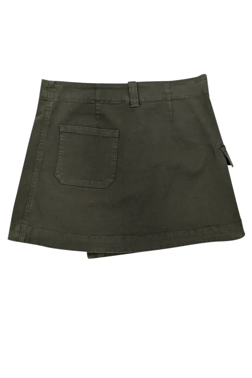 Bassike - Green Cotton Twill Wrap Mini Skirt Sz 6