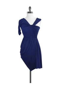 BCBG - Blue Gathered One Shoulder Dress Sz XS