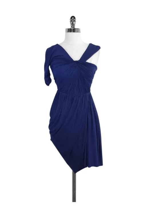 BCBG - Blue Gathered One Shoulder Dress Sz XS