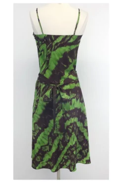 BCBG - Green & Brown Print Silk Dress Sz XS