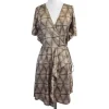 BCBG - Taupe Print Short Sleeve Wrap Dress Sz XS