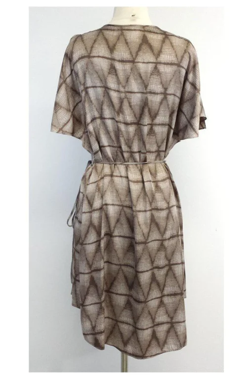 BCBG - Taupe Print Short Sleeve Wrap Dress Sz XS