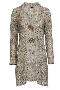 BCBG Max Azaria - Ivory, Green, Ornage, & Brown Mix Cardigan Sz M