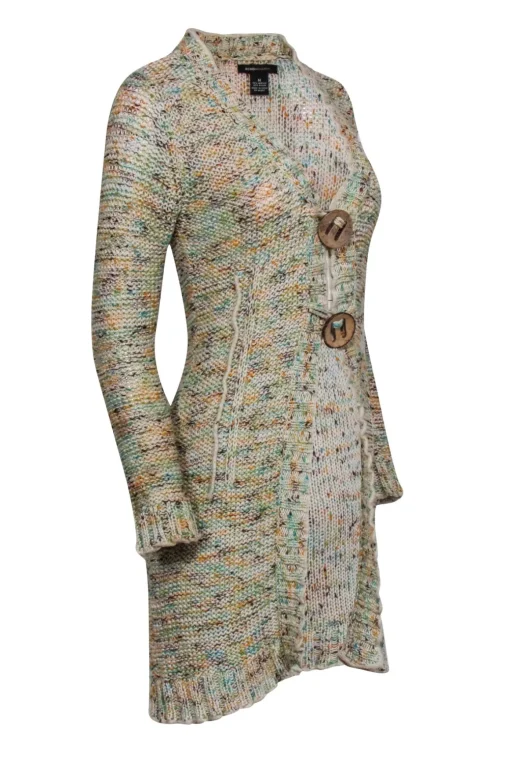 BCBG Max Azaria - Ivory, Green, Ornage, & Brown Mix Cardigan Sz M
