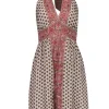 BCBG Max Azria - Beige & Brown Polka Dot Print Halter Dress Sz 12