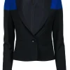 BCBG Max Azria - Black & Blue Fitted Cropped Blazer Sz XS