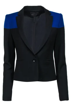 BCBG Max Azria - Black & Blue Fitted Cropped Blazer Sz XS