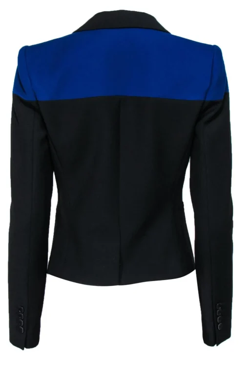 BCBG Max Azria - Black & Blue Fitted Cropped Blazer Sz XS