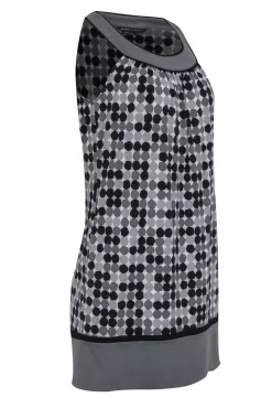 BCBG Max Azria - Black & Grey Circle Print Sleeveless Shift Dress Sz XS