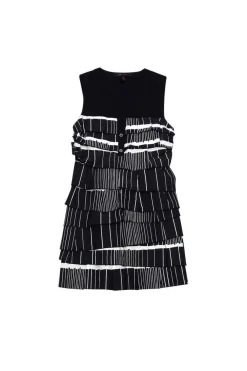 BCBG Max Azria - Black & White Tiered Shift Dress Sz XS