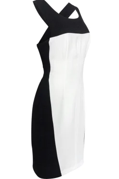 BCBG Max Azria - Black & White Lia Crisscross Dress Sz 8