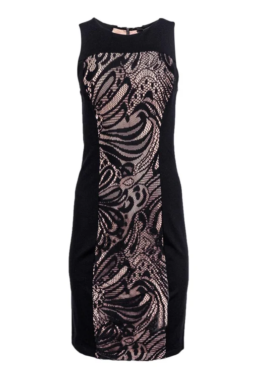 BCBG Max Azria - Black Lace Front Bodycon Dress Sz M