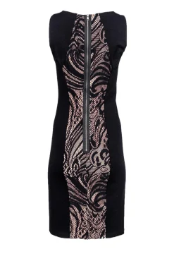 BCBG Max Azria - Black Lace Front Bodycon Dress Sz M