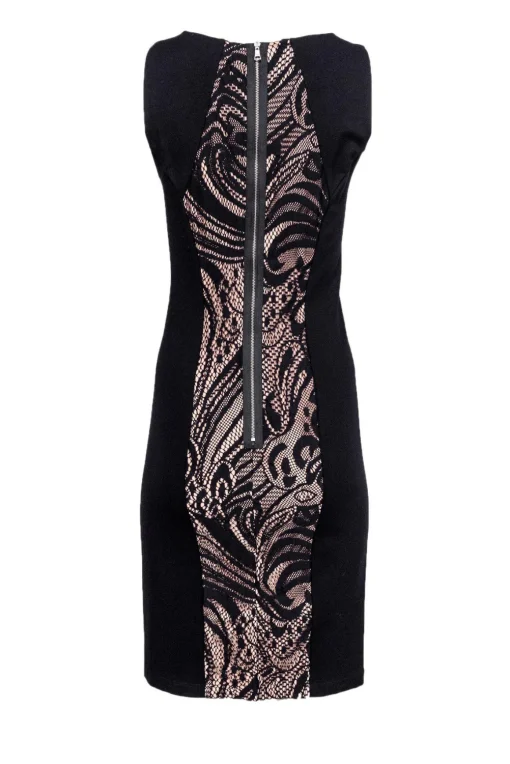 BCBG Max Azria - Black Lace Front Bodycon Dress Sz M