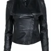 BCBG Max Azria - Black Leather Cropped Moto Jacket Sz XS