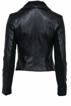 BCBG Max Azria - Black Leather Cropped Moto Jacket Sz XS