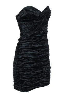 BCBG Max Azria - Black Ruched Strapless Mini Dress Sz 2