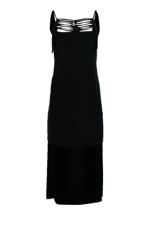BCBG Max Azria - Black Silk High-Low Dress w/ Cutout & Scoop Back Sz XXS