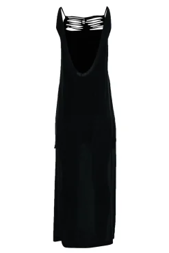 BCBG Max Azria - Black Silk High-Low Dress w/ Cutout & Scoop Back Sz XXS