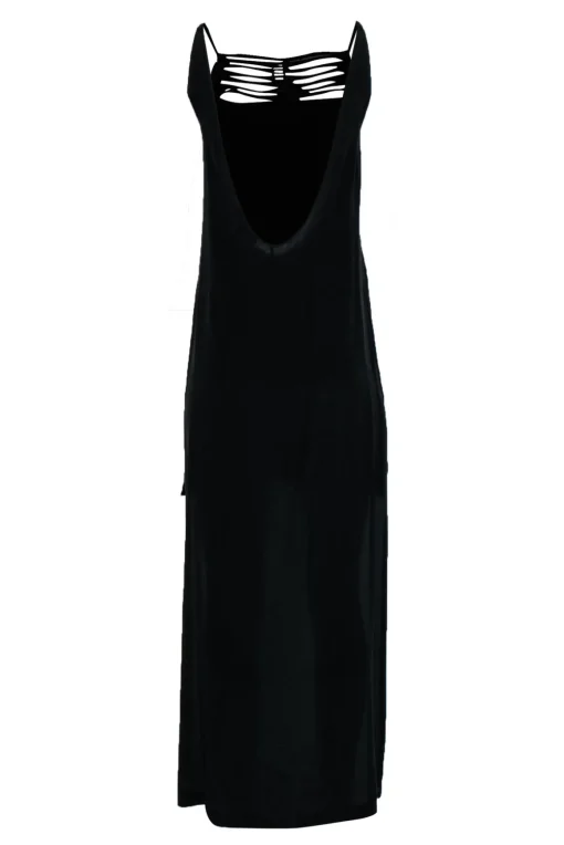 BCBG Max Azria - Black Silk High-Low Dress w/ Cutout & Scoop Back Sz XXS