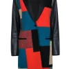 BCBG Max Azria - Black, Teal, & Orange Color Block Print Coat Sz S